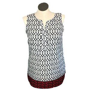 Croft & Barrow Women Large Sleeveless Top Shirt Blouse Geometric Career Work EUC